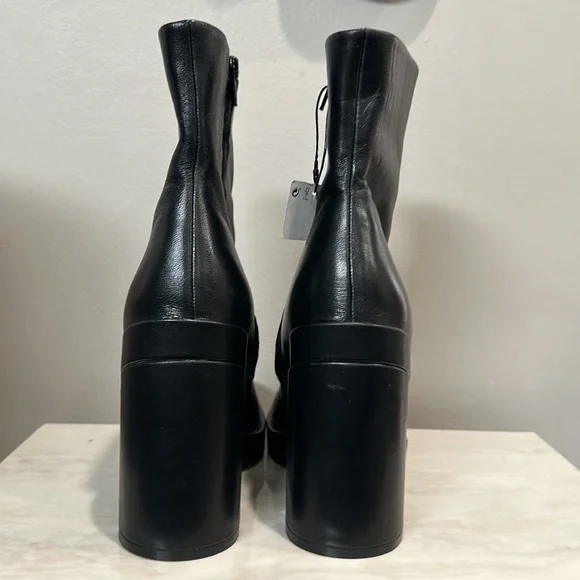 Zara Platform Specification Leather High Heel Ankle Boots Size 41 US 10 - Picture 10 of 13